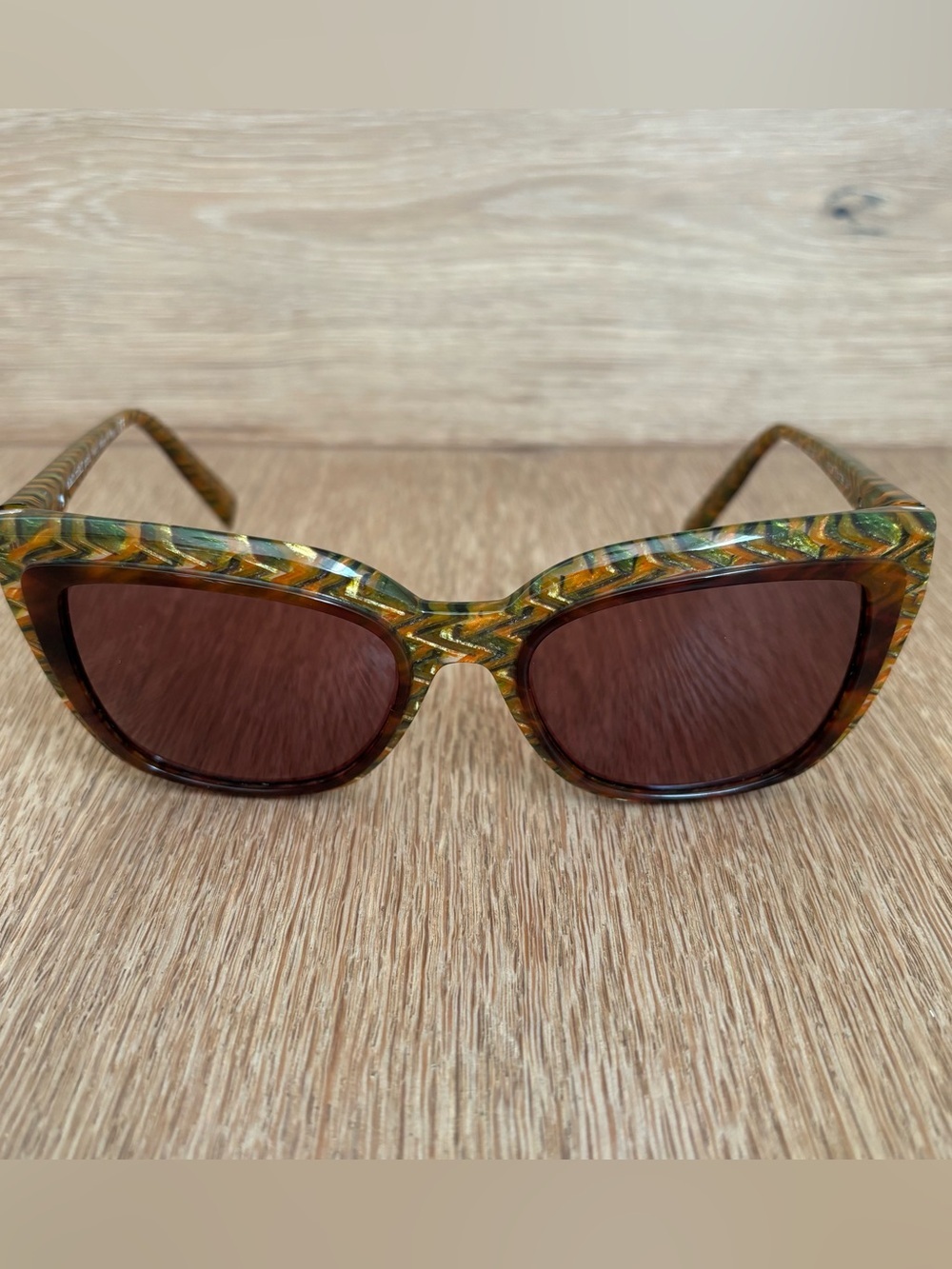 Alain Mikli A05026 Havana Zig Zag Green Brown Bifocal Reading Sunglasses +3 - Picture 4 of 7